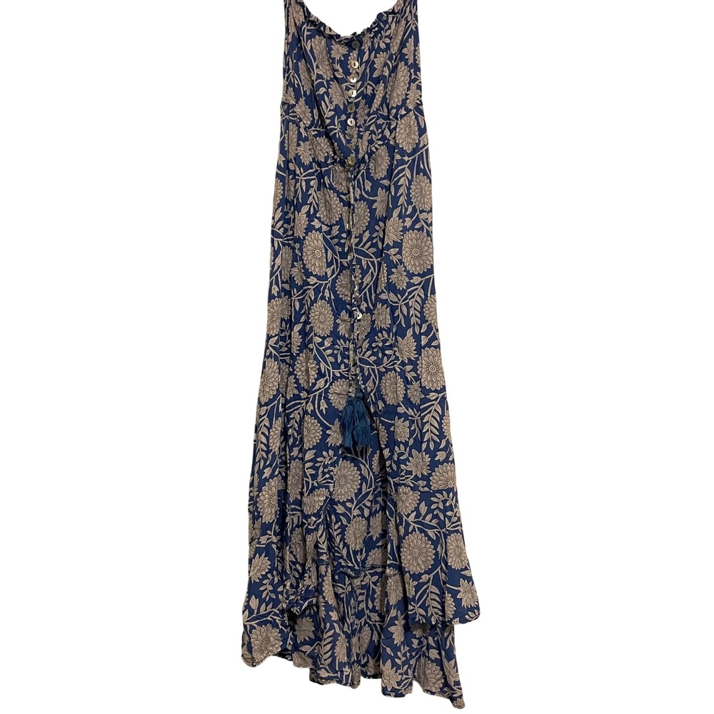 Juniper Blu Womens Small Blue White Floral‎ Rayon High Low Maxi Dress RYP5761